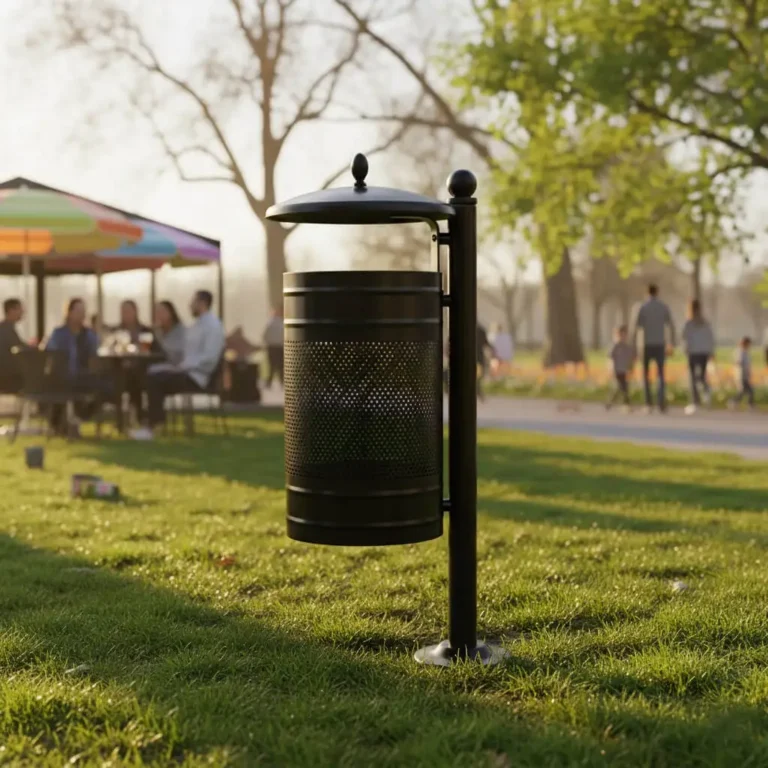 kosz miejski na słupku Retro II