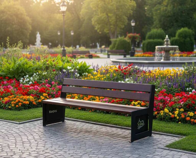 Ławka miejska z oparciem MAGNAT spersonalizowana